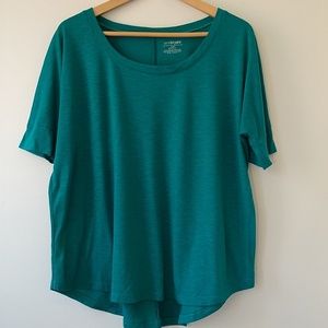 Teal Slub-knit Lane Bryant Elbow-Length Tee 14/16